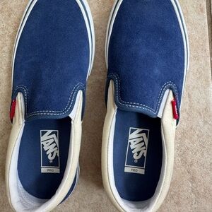 Vans Men's Navy and Cream Slip-On Loafers